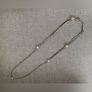 LOFT Gold and mixed metal  Necklace with moonstone